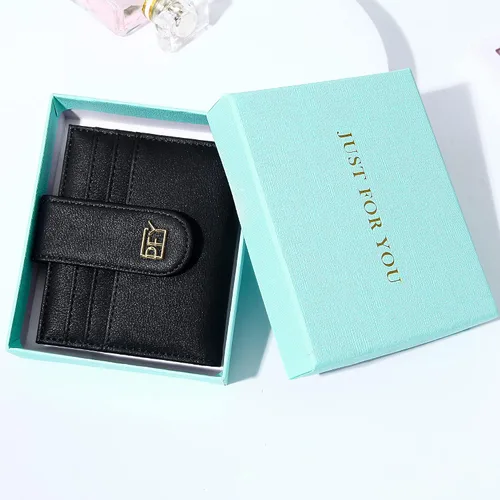 Vista 4 de Badiya Billeteras pequeñas para mujer billetera plegable multitarjetero delgado con cremallera Negro - Minimalista