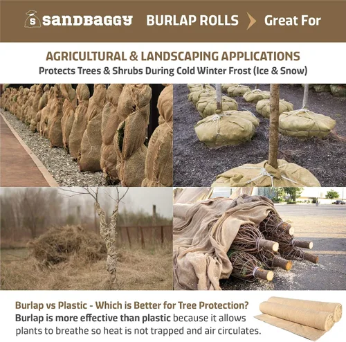Vista 5 de Sandbaggy Rollo de tela de arpillera 40 pulgadas por 300 pies Ideal para jardín, patio, boda, manualidades, mesas de decoración Fabricado
