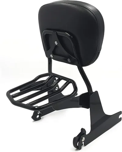 Vista 10 de Sissy Bar - Portaequipajes para Softail 2000-2005 y respaldo de pasajero desmontable de lujo 2006-2019 cromado [P/N: SBB025+P] Negro