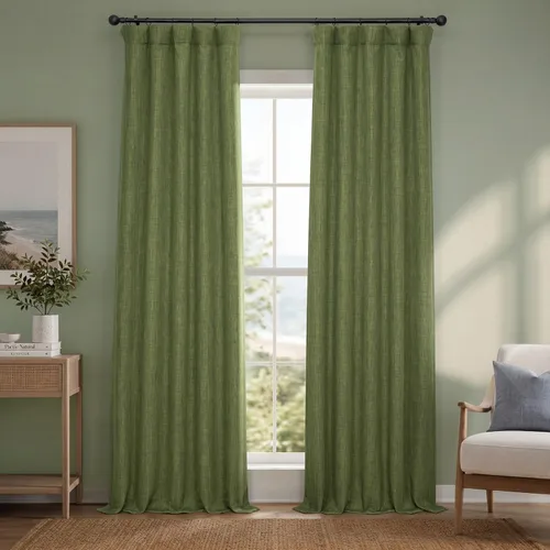 Vista 10 de HPD Half Price Drapes - Cortinas de lino sintético para sala de estar (2 paneles) - 100 pulgadas de ancho x 84 pulgadas de largo - Cortinas