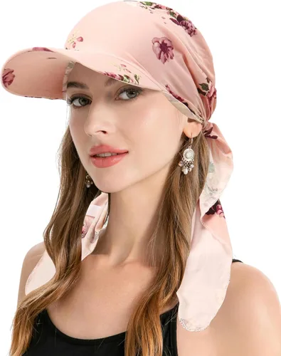 Vista 38 de ZLYC Gorro de quimioterapia para mujer, visera para la cabeza, bufanda preatada, gorra ligera de calavera Blanco sólido