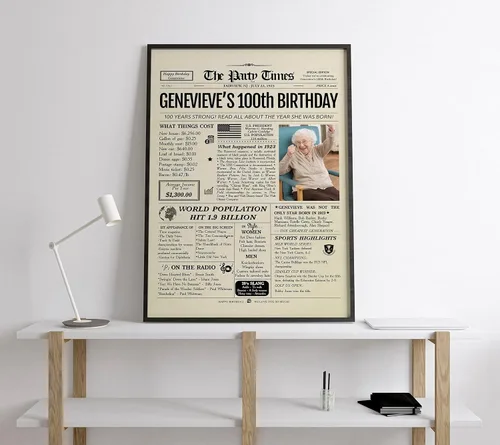 Vista 5 de Decoraciones personalizadas para fiesta de cumpleaños número 100 para ella, él, hombres, mujeres, regalos personalizados con nombre, foto, regreso