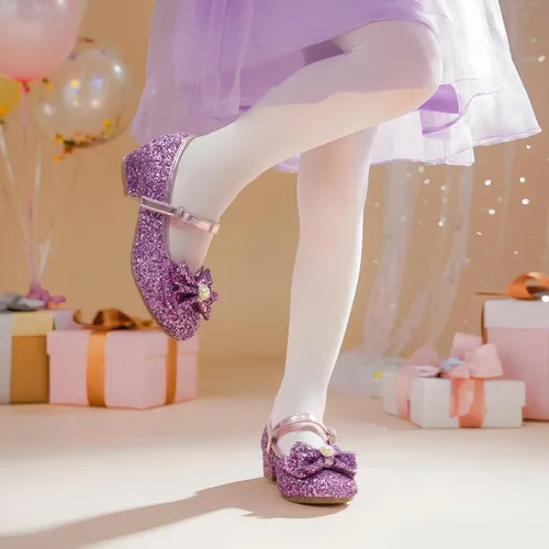 Vista 2 de DREAM PAIRS - Zapatos de vestir para niñas, zapatos de princesa para niña pequeña, Mary Jane, tacones bajos, con purpurina, flores, para fiesta, boda