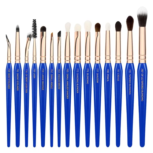 Vista 2 de Bdellium Tools Cepillo de maquillaje profesional Triángulo dorado - Ojos Sólo 15 piezas Juego de brochas con bolsa de pie