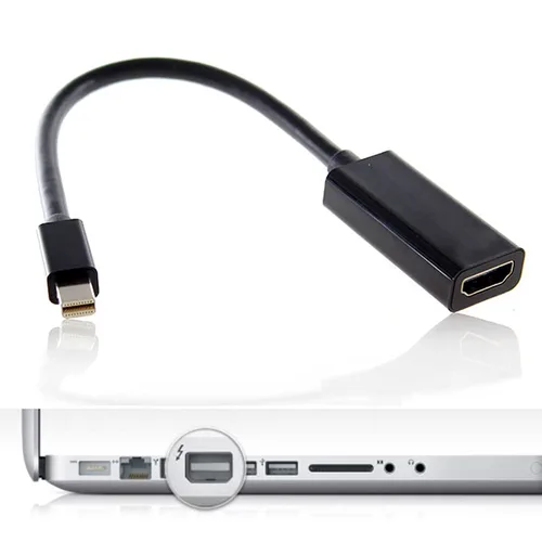 Vista 2 de chenyang Mini Displayport Mini-DP puerto a HDMI hembra Audio Video adaptador cable para MAC 2011 2012 2013 2014 2015 negro