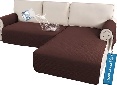 Vista 23 de H.VERSAILTEX Fundas de sofá para sofá seccional, 2 piezas, funda de sofá en forma de L, 100% impermeable y lavable, protector de sofá para perros