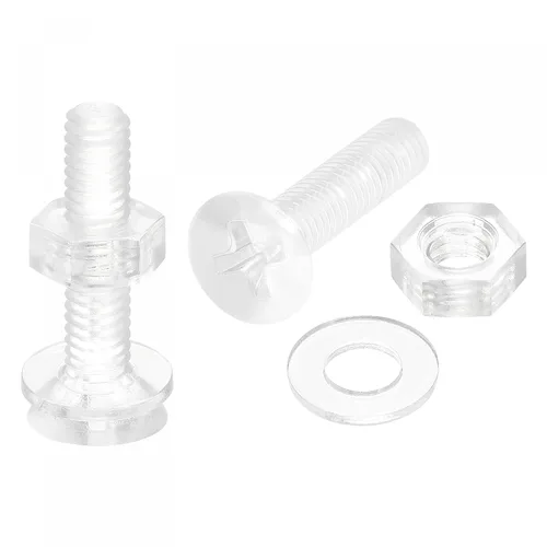 Vista 8 de uxcell Tornillos de máquina Phillips de plástico M3 x 0.472 in con tuercas y arandelas planas, pernos de máquina de cabeza plana de PC