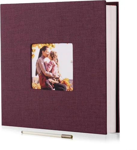 Vista 9 de HoneyTolly Álbum de fotos autoadhesivo para fotos de 4 x 6 imágenes, cubierta magnética de lino, 15 hojas/30 páginas en blanco para bodas Beige claro