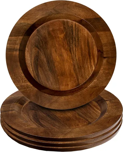 Vista 7 de Plato de servir, plato de madera de mango, platos únicos de madera de mango, platos hechos a mano de primera calidad, elegantes platos de servir