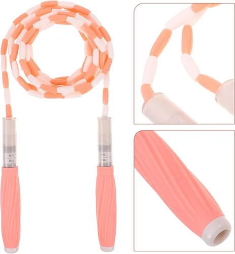 Vista 4 de Adjustable Skipping Rope with Beaded Segmented Design Non-slip Silicone Handles for Outdoor Fitness Exercise Soft Jumping Rope for Beginners and