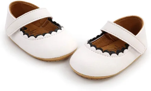 Vista 4 de SOFMUO Mary Jane - Zapatos planos con lazo, zapatos de ballet para niñas pequeñas, primeros caminantes, para boda, Navidad, zapatos de vestir