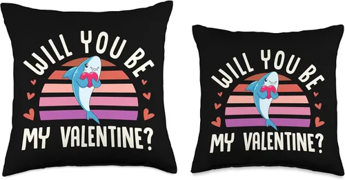 Vista 3 de Almohada romántica con temática de San Valentín Will You Be My Valentine Shark