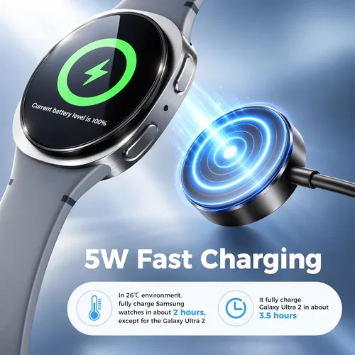 Vista 3 de Cable de carga rápida de 5 W para Samsung Galaxy Watch 9/8/7/6/5/4/3/Active