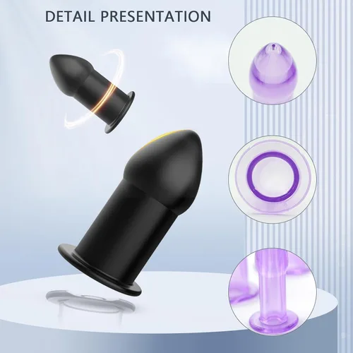 Vista 5 de AMAZBEE Juego de 5 tapones anales de silicona suave, dilatador anal hueco para adultos, juguete sexual anal, kit de bondage para hombres, mujeres
