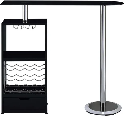 Vista 4 de Coaster Furniture - Mesa de bar con almacenamiento de vino, color negro 120451