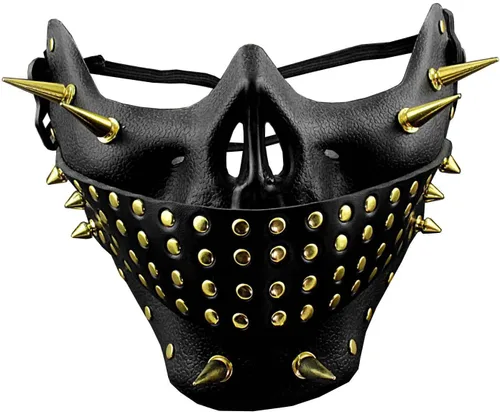 Vista 3 de Máscara de media cara de calavera Cosplay CS Sport Biker Punk Rock Masque Negro, Negro