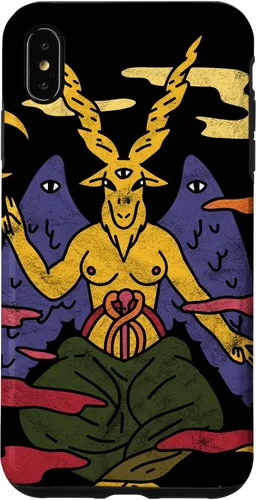 Vista 7 de Funda punk gótica para iPhone 15 Baphomet Psychedelic Satan Antichrist