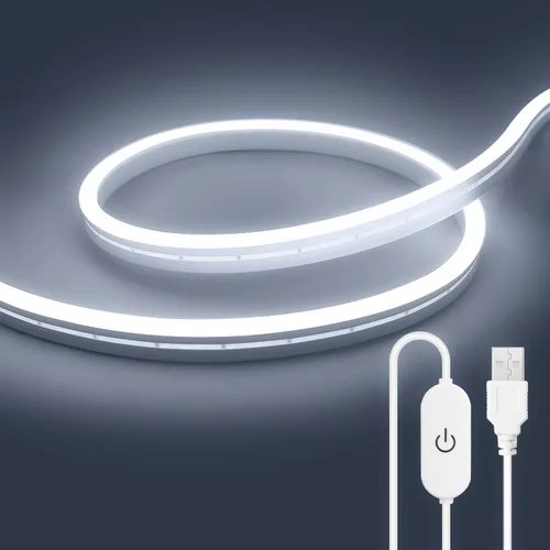 Vista 16 de Tira de luz LED de neón inteligente IC de 6.56 pies, tira de luz LED con aplicación/control remoto, cambio de color, sincronización de música, tira