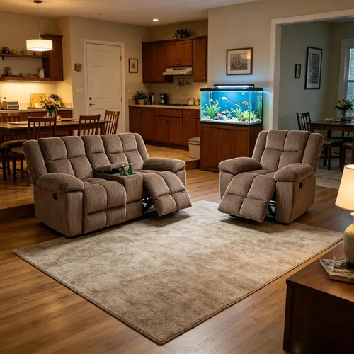 Vista 26 de Juego de sofá reclinable para muebles de sala de estar, juego de sofá y silla reclinable de pana verde, tela manual, sofá reclinable de 3 plazas