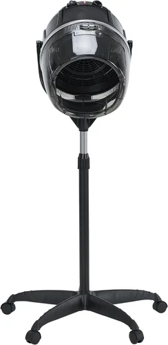 Vista 9 de BarberPub Secador de pelo con capucha de 1300 W con soporte, base rodante de pie ajustable en altura, equipo de salón de belleza con rotación