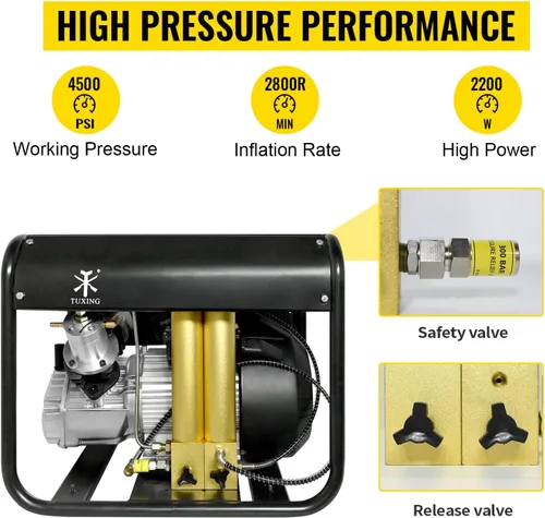 Vista 2 de TUXING Compresor de aire Pcp de 4500 psi, compresor de alta presión Pcp para tanque de buceo, compresor de buceo para llenado de tanque de buceo