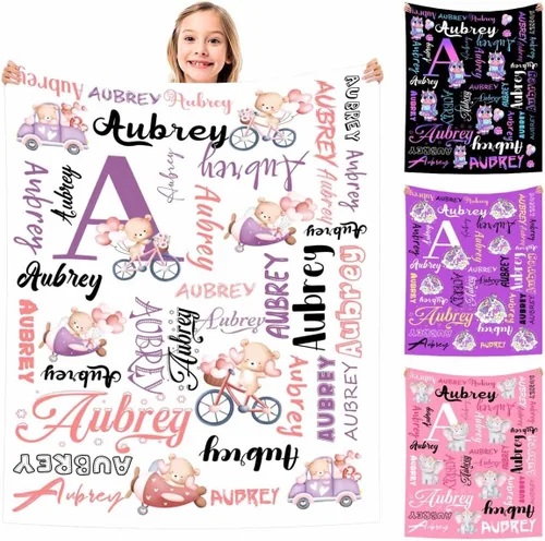 Vista 15 de MyPupSocks Manta Decorativa Personalizada con Nombre Personalizado Mantas para Niña Hija Nieta Manta Bonita (7 Tamaños)