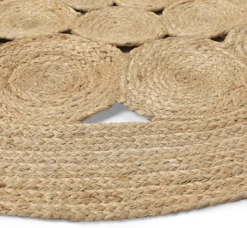 Vista 4 de REDEARTH · Alfombra Redonda – Alfombra de Yute Natural Embrace de 5 Pies, Trenzada Festoneada de Abaca, Hecha por Artesanos, Alfombras de Yute