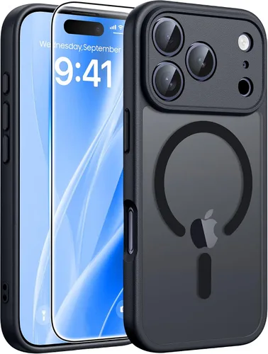 Vista 314 de FNTCASE - Funda para iPhone 16 Pro: magnética, mate, translúcida, de grado militar, protectora contra caídas, resistente, fina, duradera y a prueba
