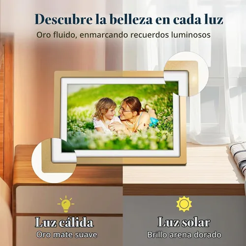 Vista 3 de Frameo - Marco de fotos digital WiFi HD de 10.1 pulgadas, color dorado champán Oro champán