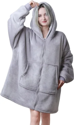 Vista 8 de Wearable Blanket Hoodie, Oversized Flannel Comfy Sweatshirt for Adults,Warm Cozy Hooded Body Blanket