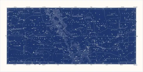 Vista 2 de Arte de pared azul grande mapa de constelación para oficina en casa, dormitorio, decoración moderna del hogar, astronomía celestial, mapa