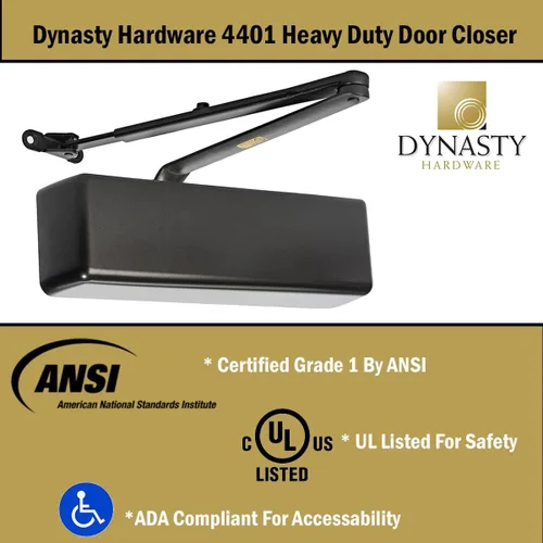 Vista 6 de Cerrador de puerta Dynasty Hardware, grado 1 de alta resistencia comercial hidráulico, autocierre, tamaño de resorte ajustable 1-6, cumple con ADA