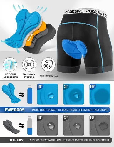Vista 3 de Ewedoos Cycling Shorts Upgraded 4D Padded Bike Shorts with Pockets Mountain Bike Shorts Biking Bicycle Shorts for Men