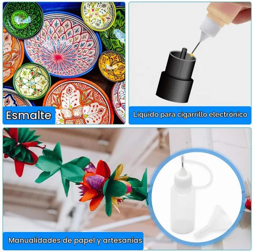Vista 7 de Adecco - Botella aplicadora de punta de precisión, botellas aplicadoras de pegamento, 50 botellas aplicadoras de punta de precisión de 0.5 onzas