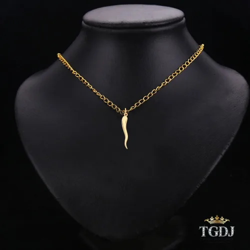 Vista 2 de 14K oro Bull 's cuerno italiano colgante 45, X 8mm.