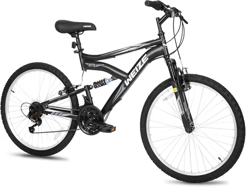 Vista 8 de Bicicleta de montaña para niños WEIZE, bicicletas de 20 y 24 pulgadas para niños de 6 a 14 años, para niños y niñas, con suspensión doble completa