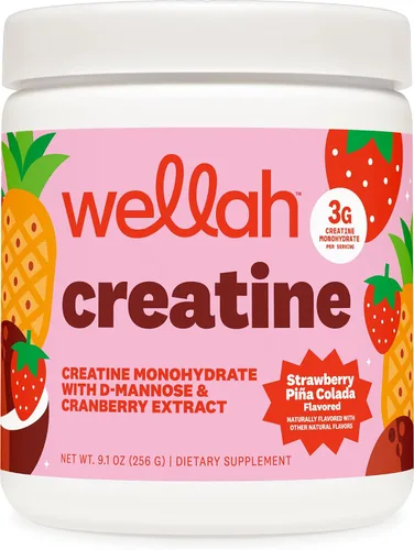 Vista 11 de Wellah Creatina para mujer (50 porciones) Blue Hawaii - 0.11 onzas de monohidrato de creatina en polvo con diente de león y extracto de arándano