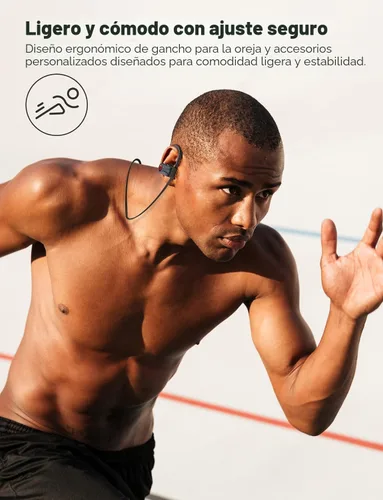 Vista 4 de Otium Auriculares Bluetooth inalámbricos, auriculares Bluetooth, auriculares deportivos, IPX7, impermeables, estéreo, para gimnasio, correr, 15 Negro