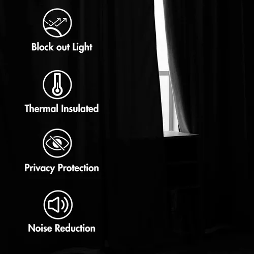 Vista 5 de MIULEE 2 paneles de cortinas de terciopelo negro de 63 pulgadas de largo, cortinas opacas de lujo para dormitorio, sala de estar, aislamiento