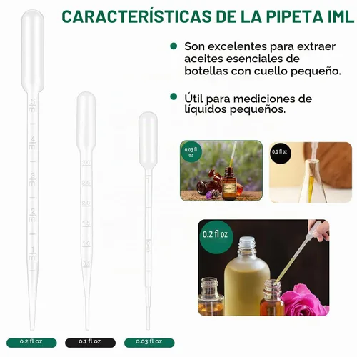Vista 5 de moveland 25Pcs 1ML Pipetas cuentagotas desechables - Pipetas de plástico desechables para ciencia de laboratorio, aceites esenciales, arte DIY