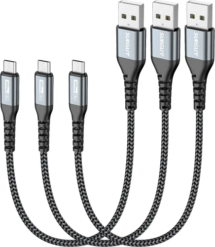 Vista 14 de SUNGUY Cable micro USB corto de 6 pulgadas, paquete de 3, cable USB a micro USB de 0.5 pies, cable de transferencia de datos USB 2.0 trenzado
