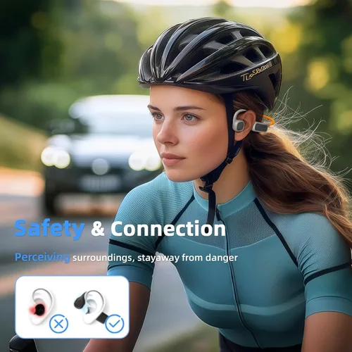 Vista 9 de vinamass Auriculares de Oreja Abierta, Auriculares de Conducción de Aire Bluetooth 5.4, Auriculares Inalámbricos con Cordón de Baliza LED, 10H