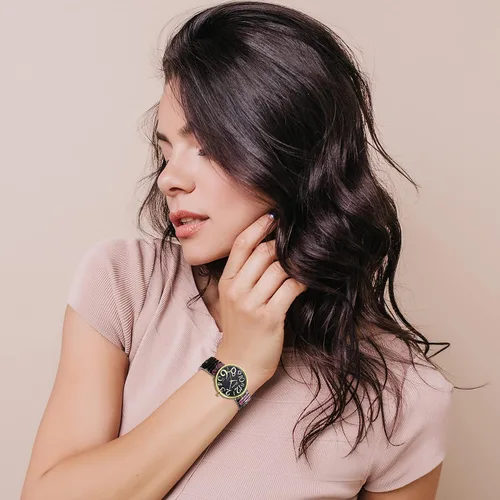 Vista 5 de Avaner Reloj de pulsera con correa elástica, reloj analógico de cuarzo con números grandes, reloj de pulsera impreso para mujer