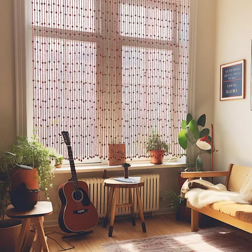 Vista 8 de Cortinas de cuentas Foreate para puertas hechas a mano con cuentas de madera y bambú estilo bohemio y hippie para colgar en pasillos y ventanas, 38