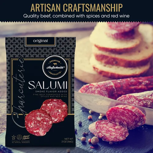 Vista 3 de Aufschnitt Meats Kosher Salumi - Salchicha en rodajas, carne de embutidos - Carne fermentada fina - 2 onzas, original, paquete de 12