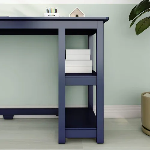 Vista 5 de Max & Lily Escritorio de madera maciza con estantes, 47 pulgadas, azul