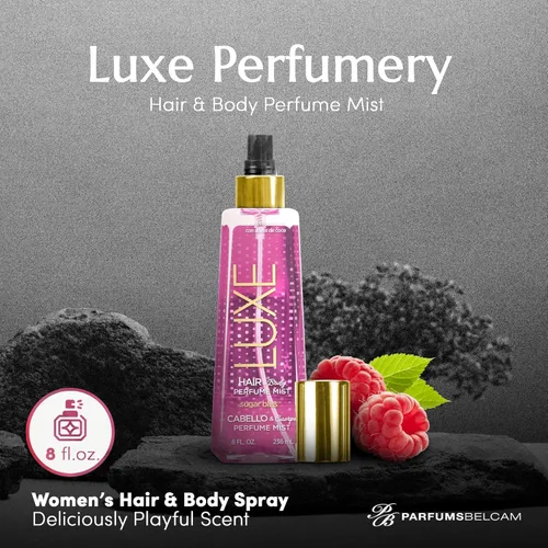 Vista 2 de Luxe Perfumery Sugar Bliss - Perfume en espray para el cabello y el cuerpo, fragancia Sweet Gourmand con frambuesa, chocolate, vainilla y almizcle