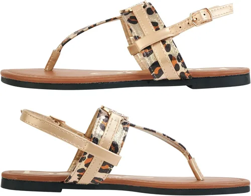 Vista 3 de bebe Sandalias para niña Sandalias de tanga con correa de leopardo con velcro Lindas sandalias para niñas con correa de talón