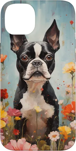 Vista 15 de Boston Terrier in Flower Garden Dog Art Lovers Design Case for iPhone 17