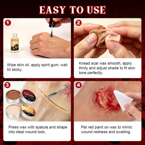 Vista 3 de Halloween SFX Kit de maquillaje 24pcs para adultos Zombie vampiro Cosplay